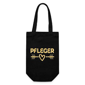 Pfleger Herz Pflegeberufe - Geschenkbeutel für Flaschen - Schwarz - Vorne