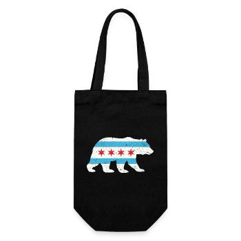Chicago Flag Bear Pride Nature City Fusion - Geschenkbeutel für Flaschen - Schwarz - Vorne