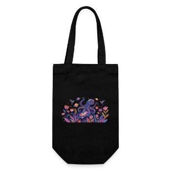 Cosmic Octopus in the Realm of Flowers Abstract Art - Gift Bag for Bottles - black - Front