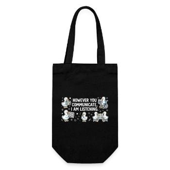Egal, wie deine Stimme klingt, ich bleibe dran. - Geschenkbeutel für Flaschen - Schwarz - Vorne