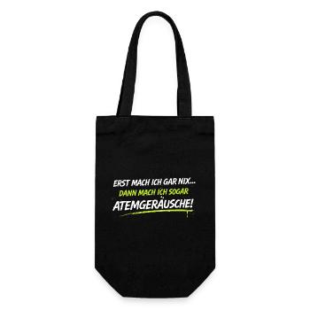 Atemgeräusche Neon-Spruch - Geschenkbeutel für Flaschen - Schwarz - Vorne