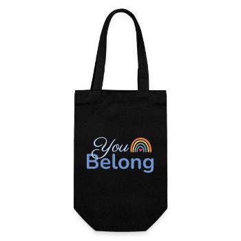 You Belong Rainbow Heart Design Blue - Gift Bag for Bottles - black - Front