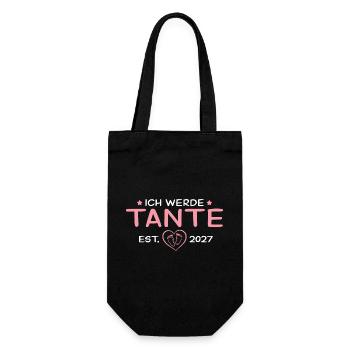 Ich werde Tante 2027 – Baby Ankündigung - Geschenkbeutel für Flaschen - Schwarz - Vorne