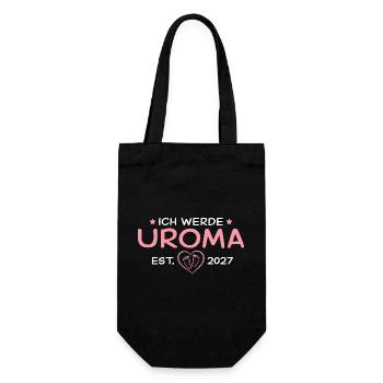 Ich werde Uroma 2027 – Urgroßmutter Geschenk - Geschenkbeutel für Flaschen - Schwarz - Vorne