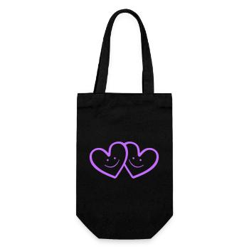 Double Hearts Smile Friendship Design - Gift Bag for Bottles - black - Front