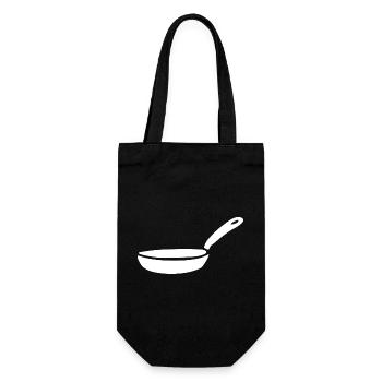 Pfanne Topf kochen Symbol weiß Geschenk Koch  - Geschenkbeutel für Flaschen - Schwarz - Vorne