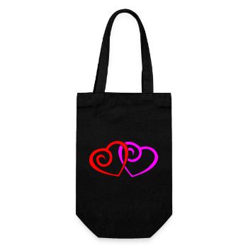 Hearts Love - Gift Bag for Bottles - black - Front