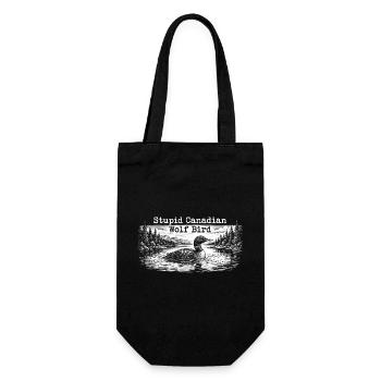 Stupid Canadian Wolf Bird Funny Loon Humor - Geschenkbeutel für Flaschen - Schwarz - Vorne