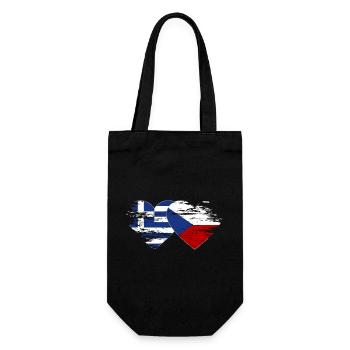 Greece Czech Republic flag used heart - Gift Bag for Bottles - black - Front