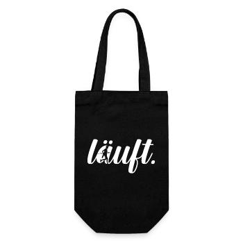 Läuft. Spruch für Läufer und Sportler - Geschenkbeutel für Flaschen - Schwarz - Vorne