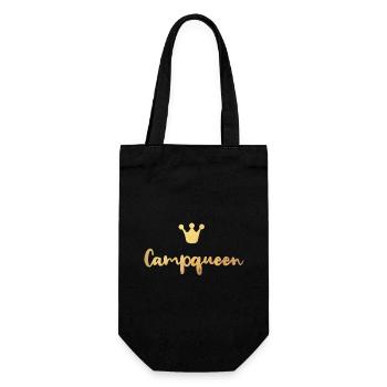 Camping Queen Königin Gold Luxus Camper Frau Krone - Geschenkbeutel für Flaschen - Schwarz - Vorne