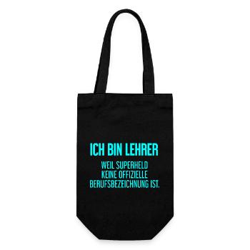 Lehrer - Mein offizieller Superhelden-Beruf! - Geschenkbeutel für Flaschen - Schwarz - Vorne