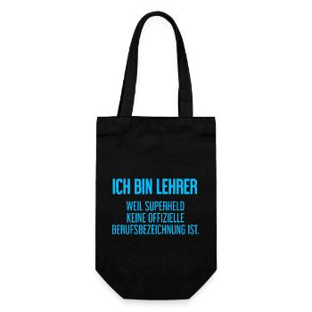 Lehrer - Mein offizieller Superhelden-Beruf! - Geschenkbeutel für Flaschen - Schwarz - Vorne