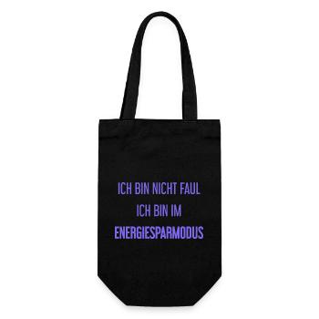 Ich bin nicht faul, ich bin im Energiesparmodus! - Geschenkbeutel für Flaschen - Schwarz - Vorne