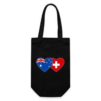 Australien Schweiz Flagge Herz Flagge - Geschenkbeutel für Flaschen - Schwarz - Vorne