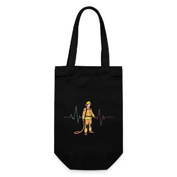 Firefighter heartbeat fire brigade - Gift Bag for Bottles - black - Front