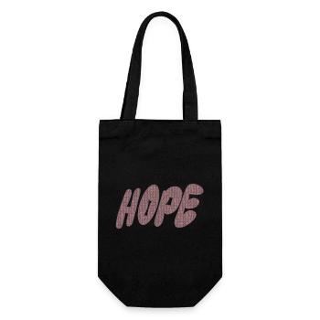 Hope – Knitting - Gift Bag for Bottles - black - Front