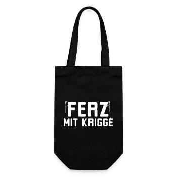 Ferz mit Krigge Hessisch Hessen Dialekt - Geschenkbeutel für Flaschen - Schwarz - Vorne