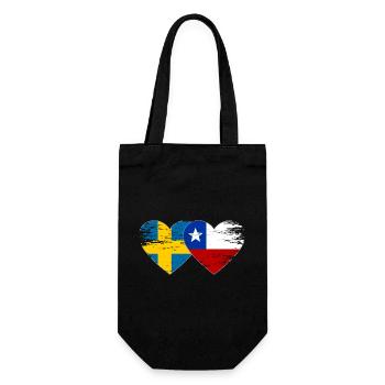 Sweden Chile flag heart used - Gift Bag for Bottles - black - Front