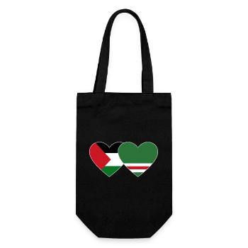 Palästina Tschetschenien Flagge Herz - Geschenkbeutel für Flaschen - Schwarz - Vorne