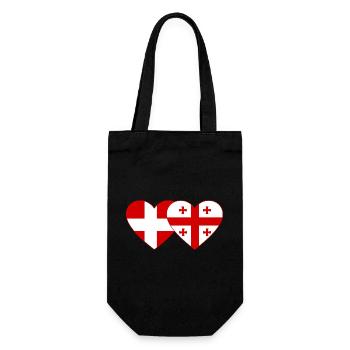 Denmark Georgia flag heart used - Gift Bag for Bottles - black - Front