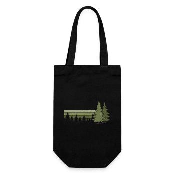Wald Bäume Natur Naturliebhaber Wildnis Nadelbaum - Geschenkbeutel für Flaschen - Schwarz - Vorne