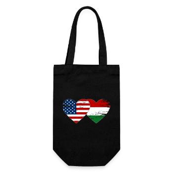 USA Hungary Flag Heart used - Gift Bag for Bottles - black - Front