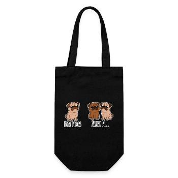 One pug - two M? Yes, what exactly? funny dogs! - Gift Bag for Bottles - black - Front