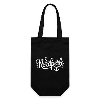 Nordperle Hamburg Nordsee Ostsee Norddeutsch Deern - Geschenkbeutel für Flaschen - Schwarz - Vorne