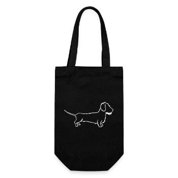 Dackel Rauhaardackel Dachshund Hundeliebe - Geschenkbeutel für Flaschen - Schwarz - Vorne