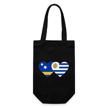 Curacao_Uruguay_Flagge_Herz - Geschenkbeutel für Flaschen - Schwarz - Vorne