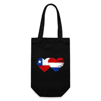 Chile_Holland_Flagge_Herz_used - Geschenkbeutel für Flaschen - Schwarz - Vorne