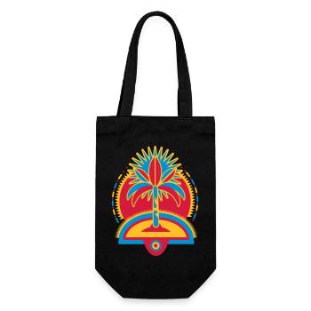 A palm tree on an island - Gift Bag for Bottles - black - Front
