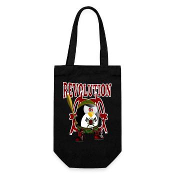 Pinguin, Revolution - Geschenkbeutel für Flaschen - Schwarz - Vorne