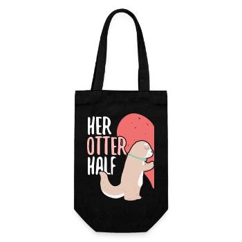 Her Otter Half Love Couple Valentine's Day Couple Couple Couple - Gift Bag for Bottles - black - Front