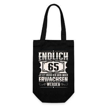 65. Geburtstag 65 Jahre Lustiger Spruch - Geschenkbeutel für Flaschen - Schwarz - Vorne
