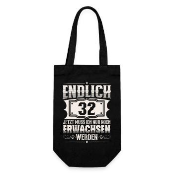 32. Geburtstag 32 Jahre Lustiger Spruch - Geschenkbeutel für Flaschen - Schwarz - Vorne
