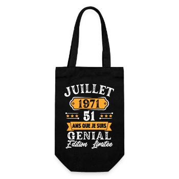 Cadeau D'anniversaire 51 Ans juillet 1971 Rétro - Sac à bouteille - noir - Devant
