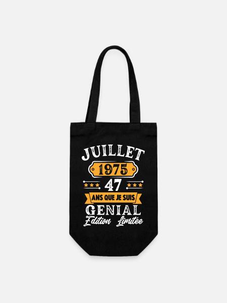 Cadeau D'anniversaire 47 Ans juillet 1975 Rétro - Sac à bouteille - noir