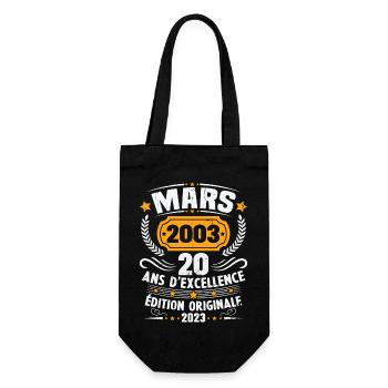 Cadeau D'anniversaire 20 Ans Mars 2003 Vintage - Sac à bouteille - noir - Devant