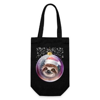 Faultier Weihnachtsshirt Weihnachten Schnee - Geschenkbeutel für Flaschen - Schwarz - Vorne