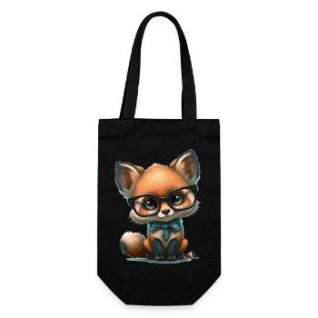 Cute Cute Cute Cartoon - Fox with Glass - Gift Bag for Bottles - black - Front