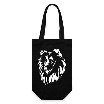 Collie Head "Black Edition" - Gift Bag for Bottles - black - Front
