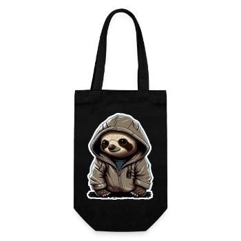Babyfaultier mit Hoodie - Geschenkbeutel für Flaschen - Schwarz - Vorne