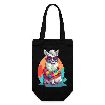 Cool Lama. - Geschenkbeutel für Flaschen - Schwarz - Vorne