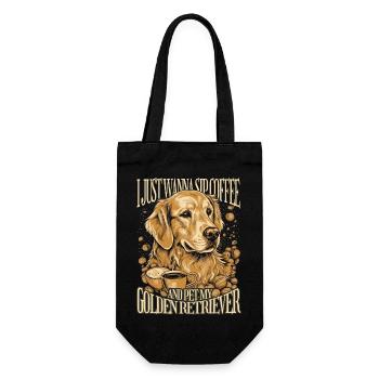 Golden Retriever Kaffeetrinker Hundebesitzer Hunde - Geschenkbeutel für Flaschen - Schwarz - Vorne