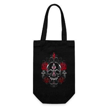 Skull with Red Roses Gothic Aesthetics - Gift Bag for Bottles - black - Front