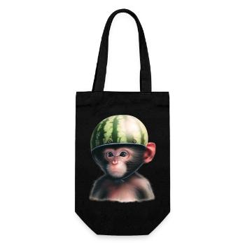 Affe mit Wassermelone - Geschenkbeutel für Flaschen - Schwarz - Vorne