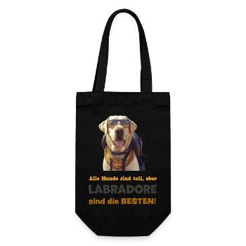 Labradore sind die BESTEN! Mit Sonnenbrille - Geschenkbeutel für Flaschen - Schwarz - Vorne