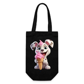 Hund mit Eiscreme - Geschenkbeutel für Flaschen - Schwarz - Vorne